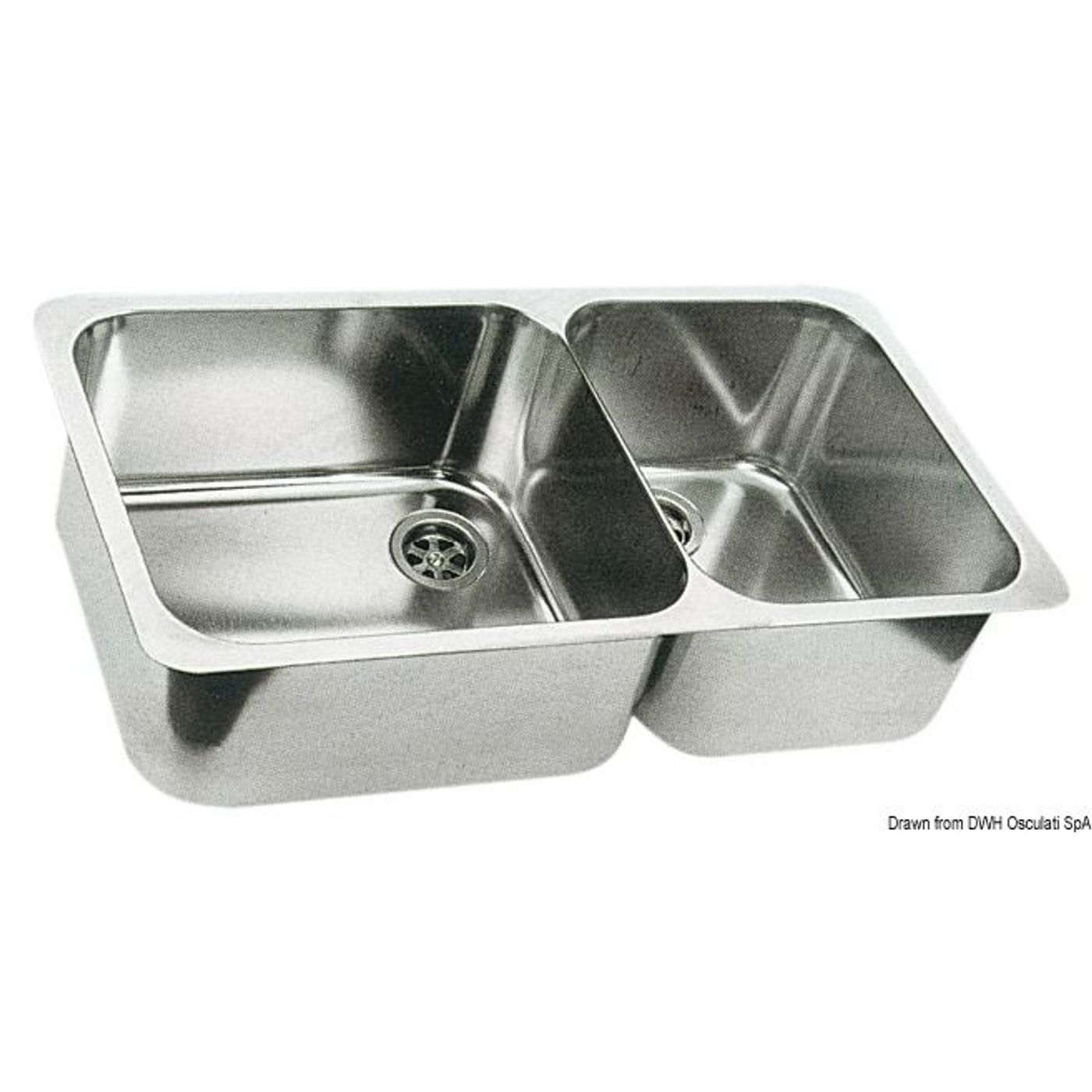 Dobbelt vask SS, poleret 600x320 mm