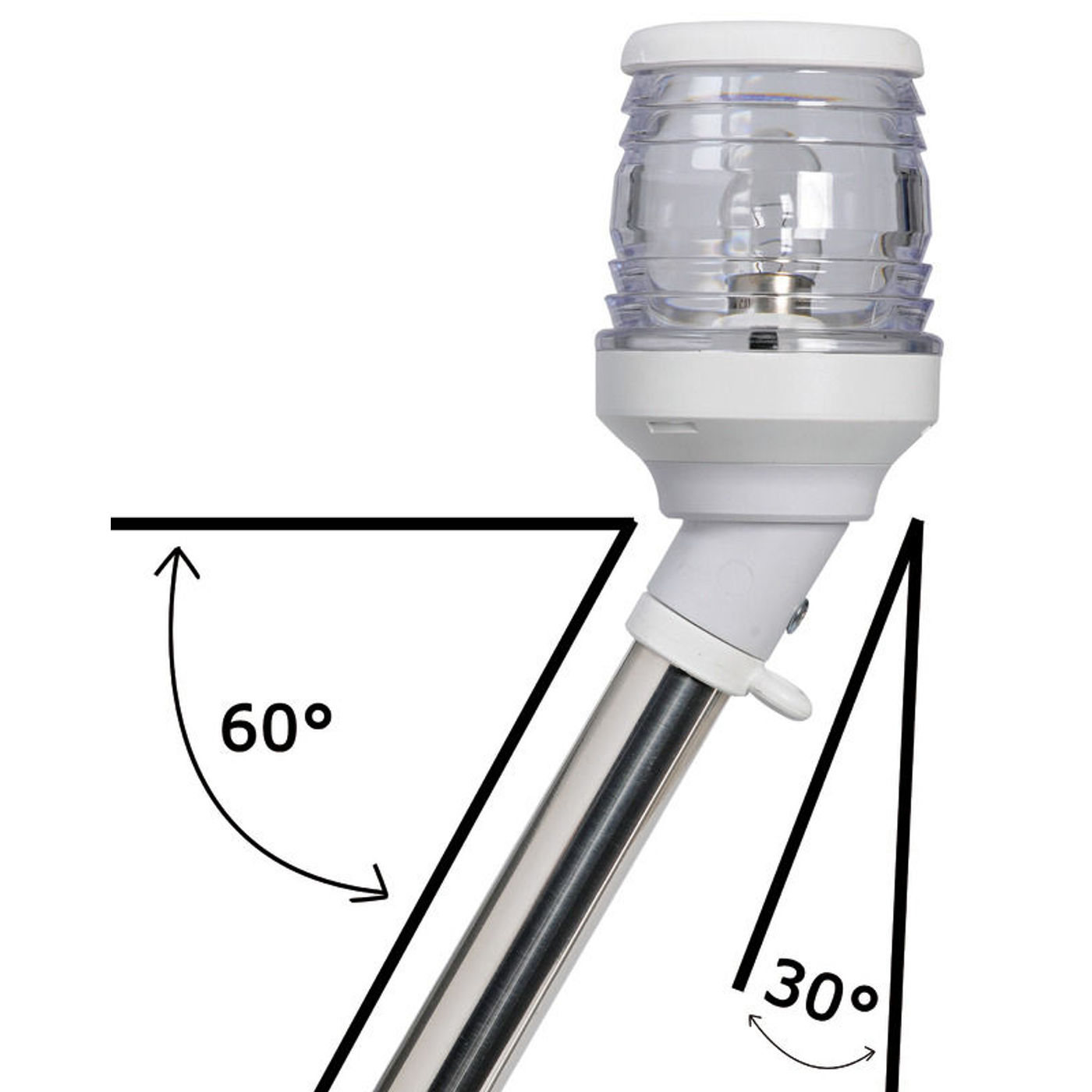 360° LED-lanternestang med 30° hældning og hvidt lys, 60 cm