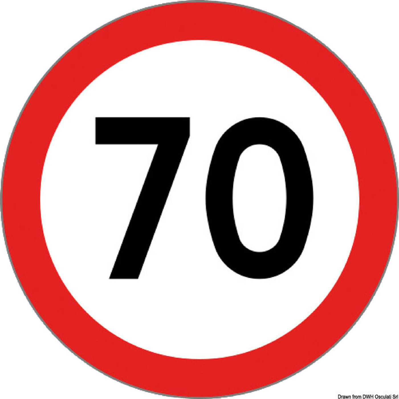 Typgodkänd självhäftande hastighetsskylt 70 Km/h