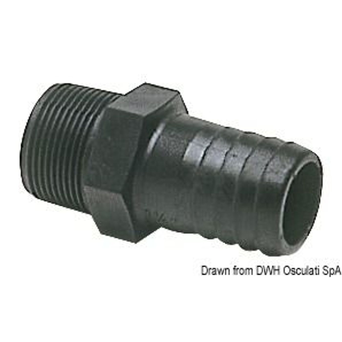 Slangadapter hane svart polykarbonat 1"