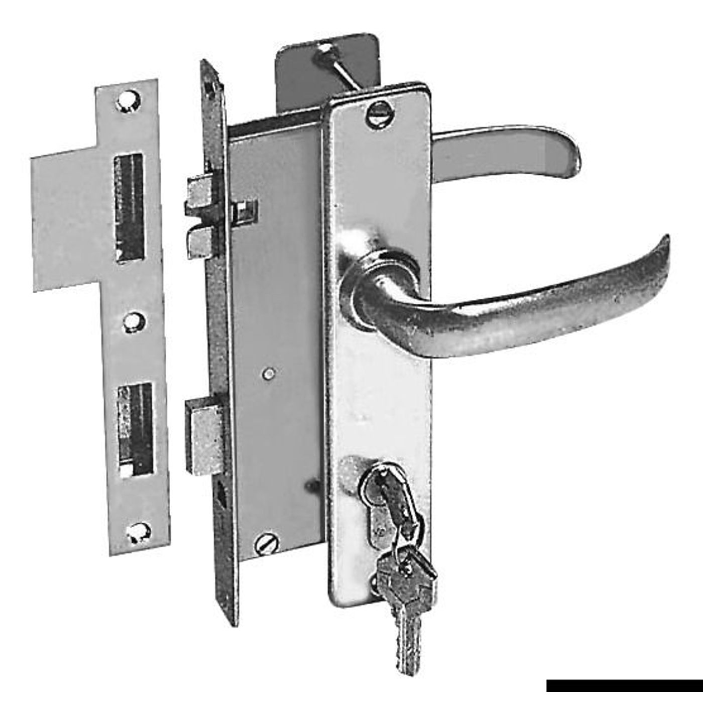 Venstrelås i forkromet messing med satin finish