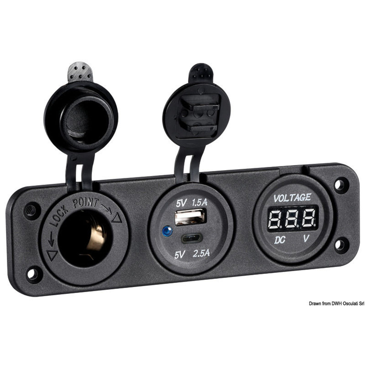 Digitalt voltmeter + strømudtag