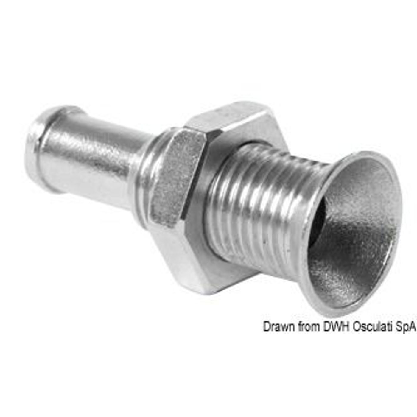 Mini skrovgenomföring AISI 316 infälld 1/4"