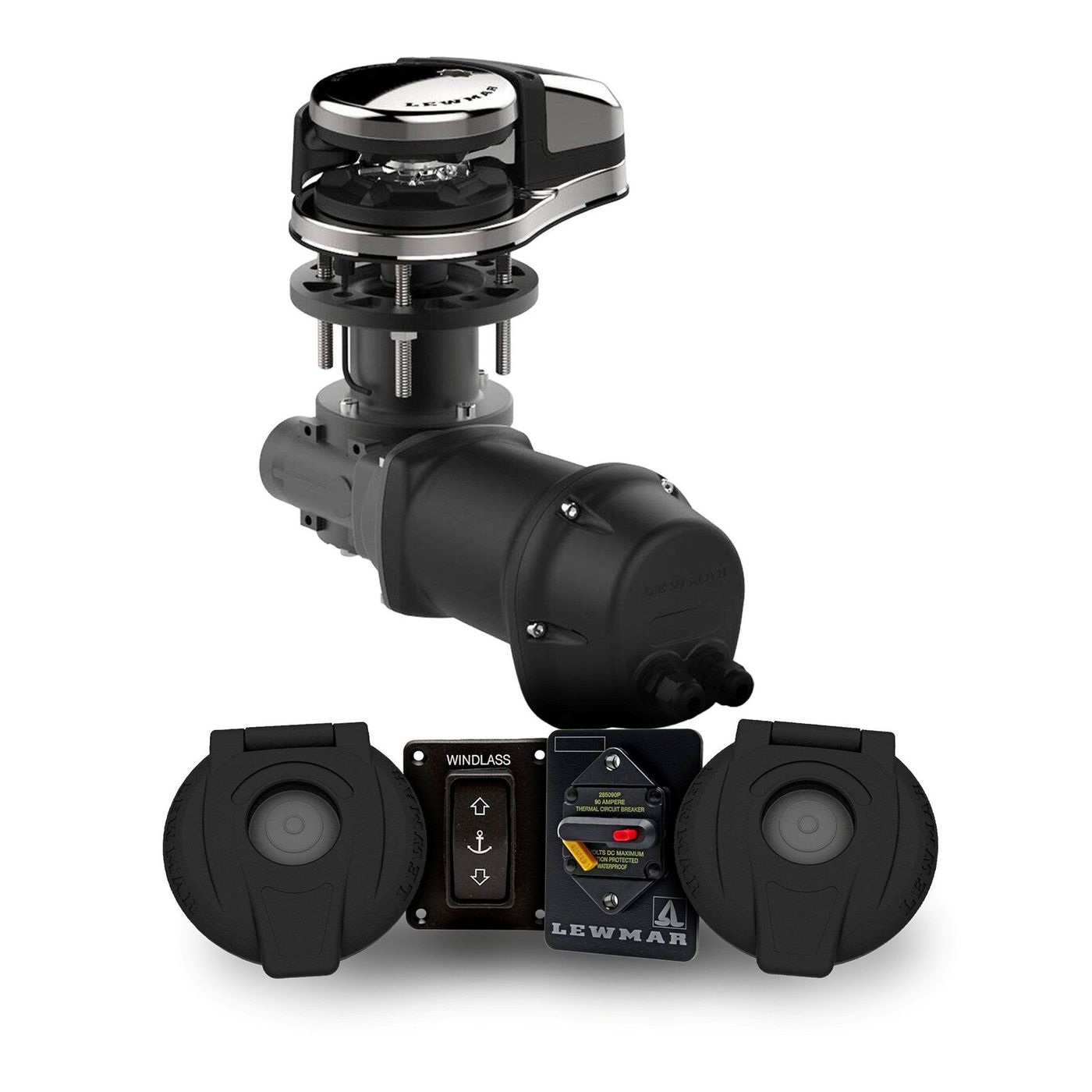 Ankerspil VX1 12 V 500 W til 8 mm kæde / 12&ndash;16 mm tov med dækkontakter