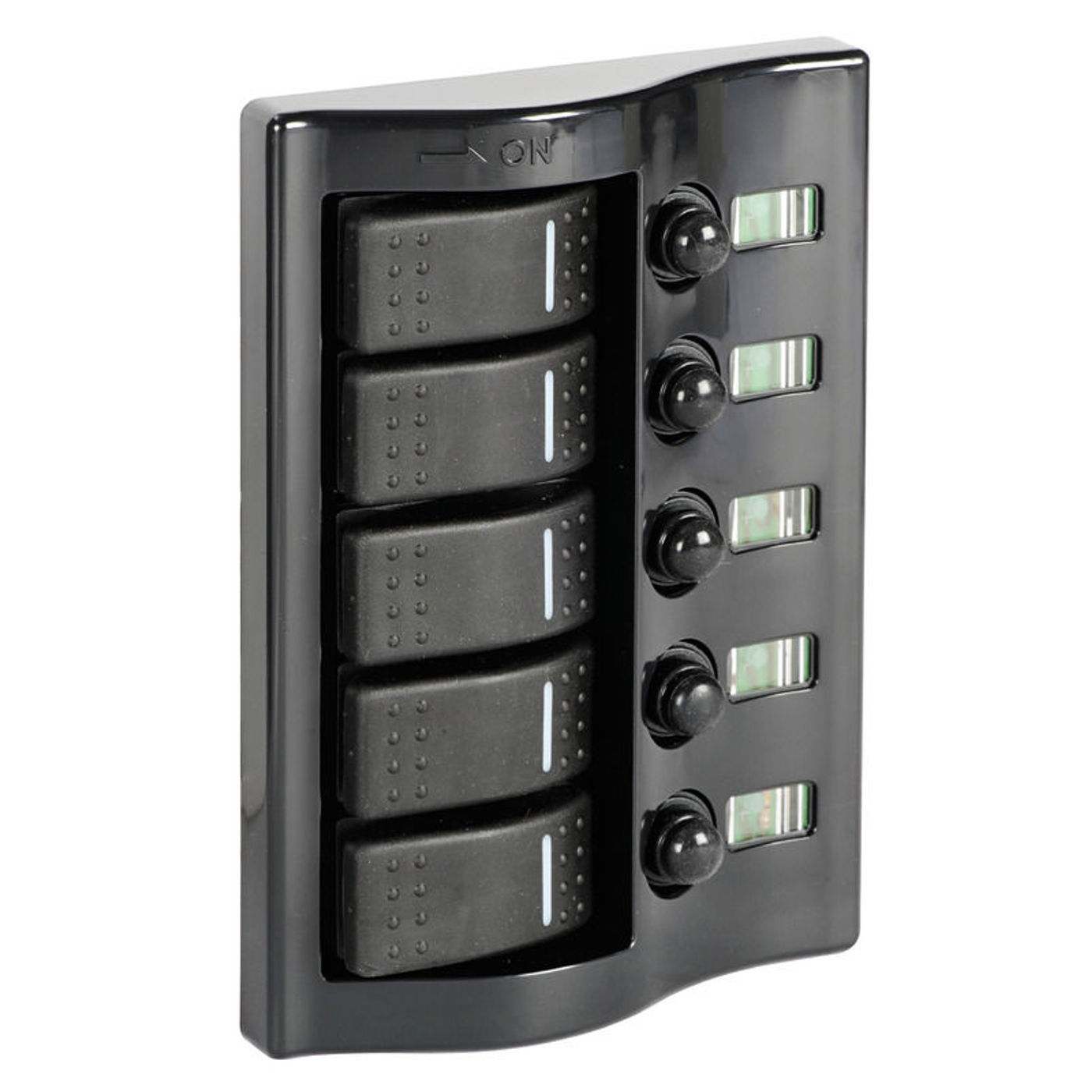 Kontrolpanel, 5 indfældede vippeafbrydere, pol.graphite Kontrolpanel, 5 indfældede vippeafbrydere, pol.graphite