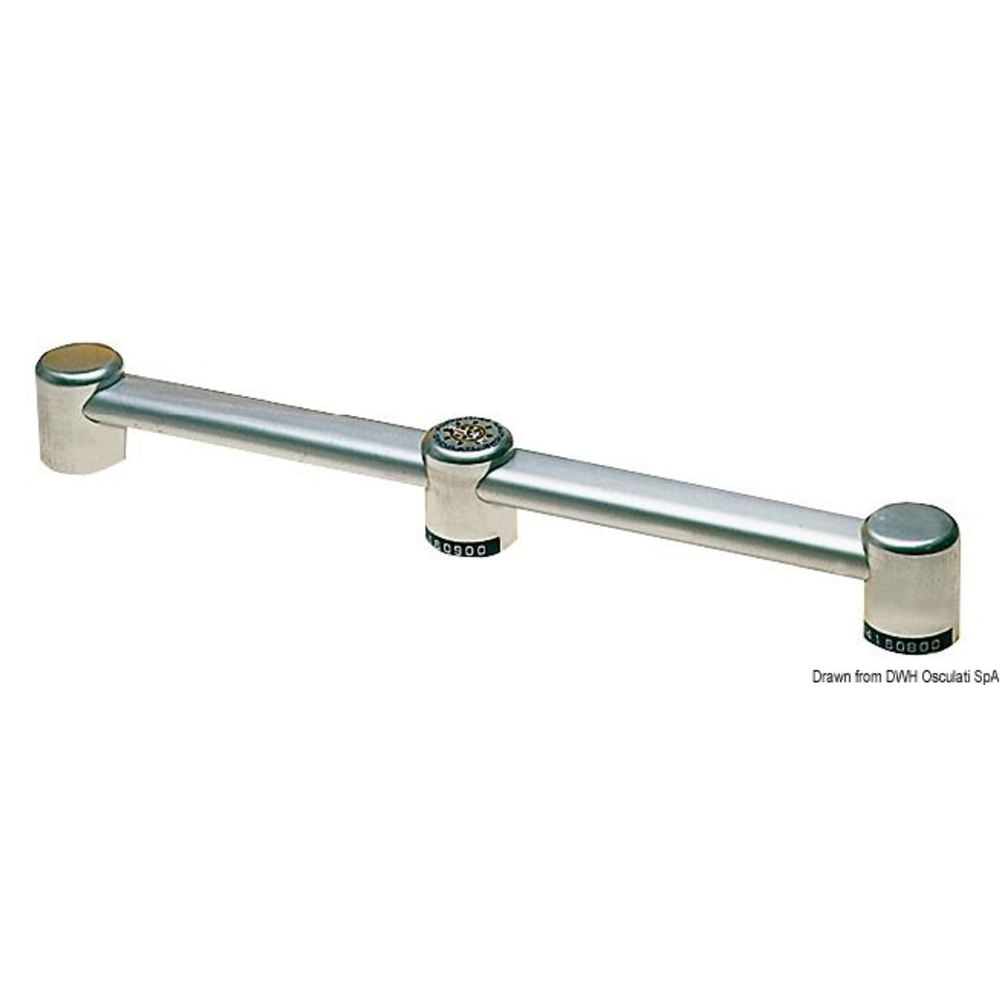 Oval håndliste i aluminium, midterdel til rør 40x20mm