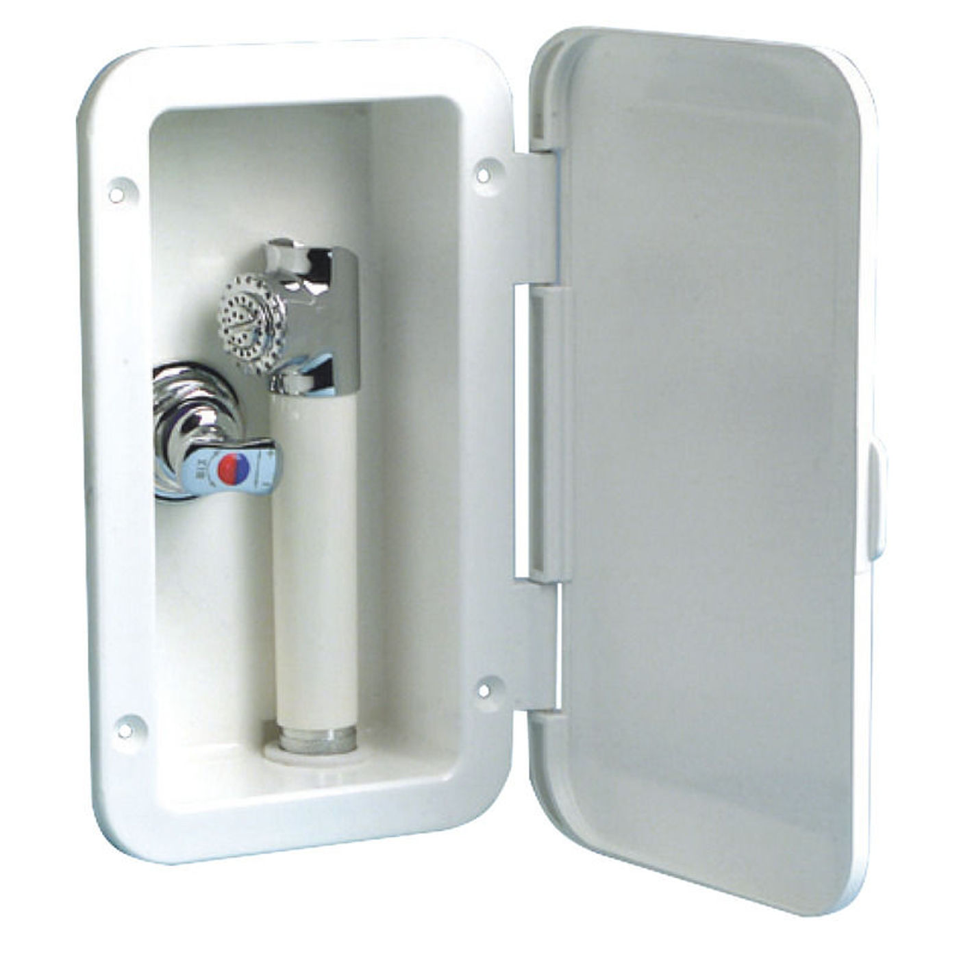 Bruseboks med blandingsbatteri, PVC-slange 4 m, vægmontering Bruseboks med blandingsbatteri, PVC-slange 4 m, vægmontering