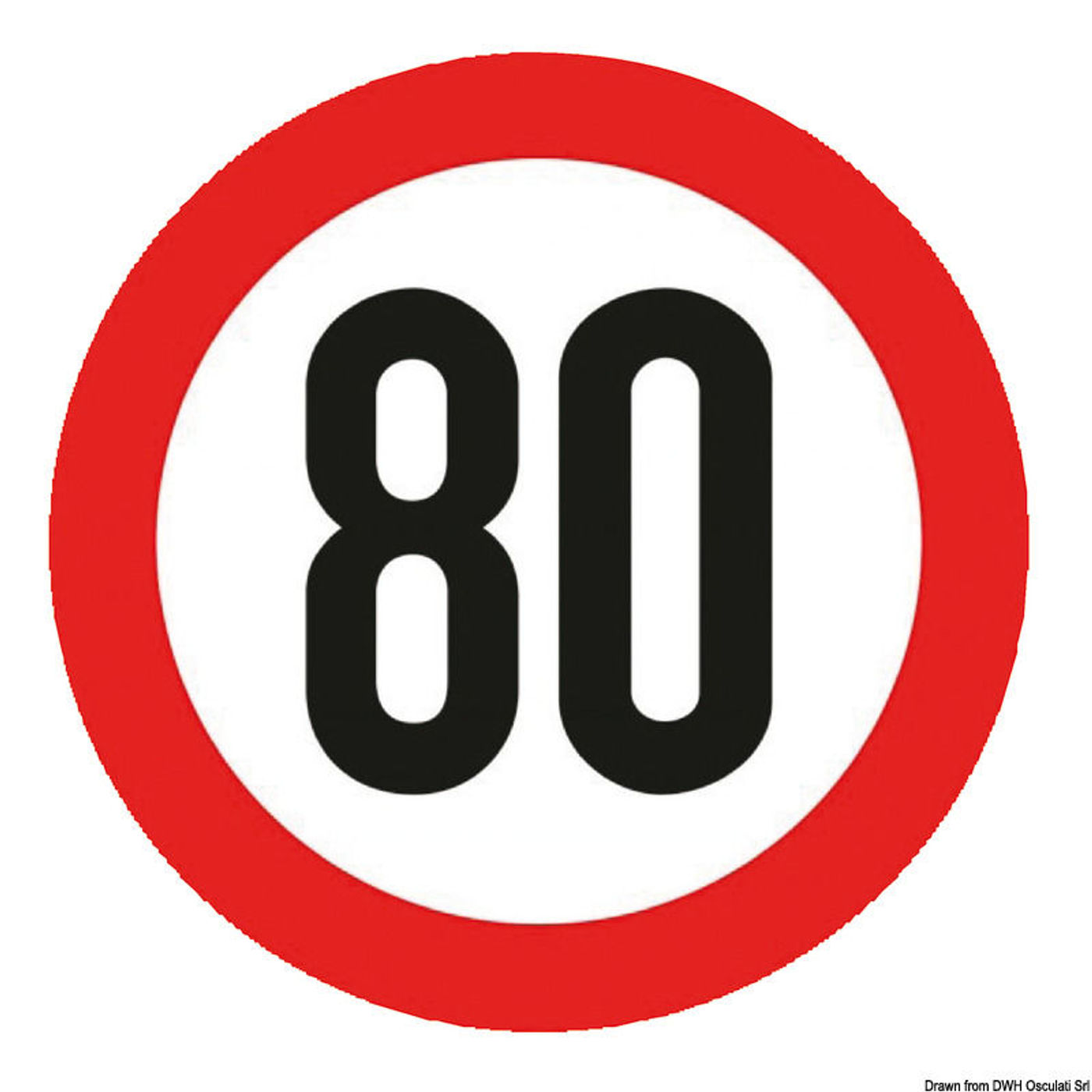 Typgodkänd självhäftande hastighetsskylt 80 Km/h
