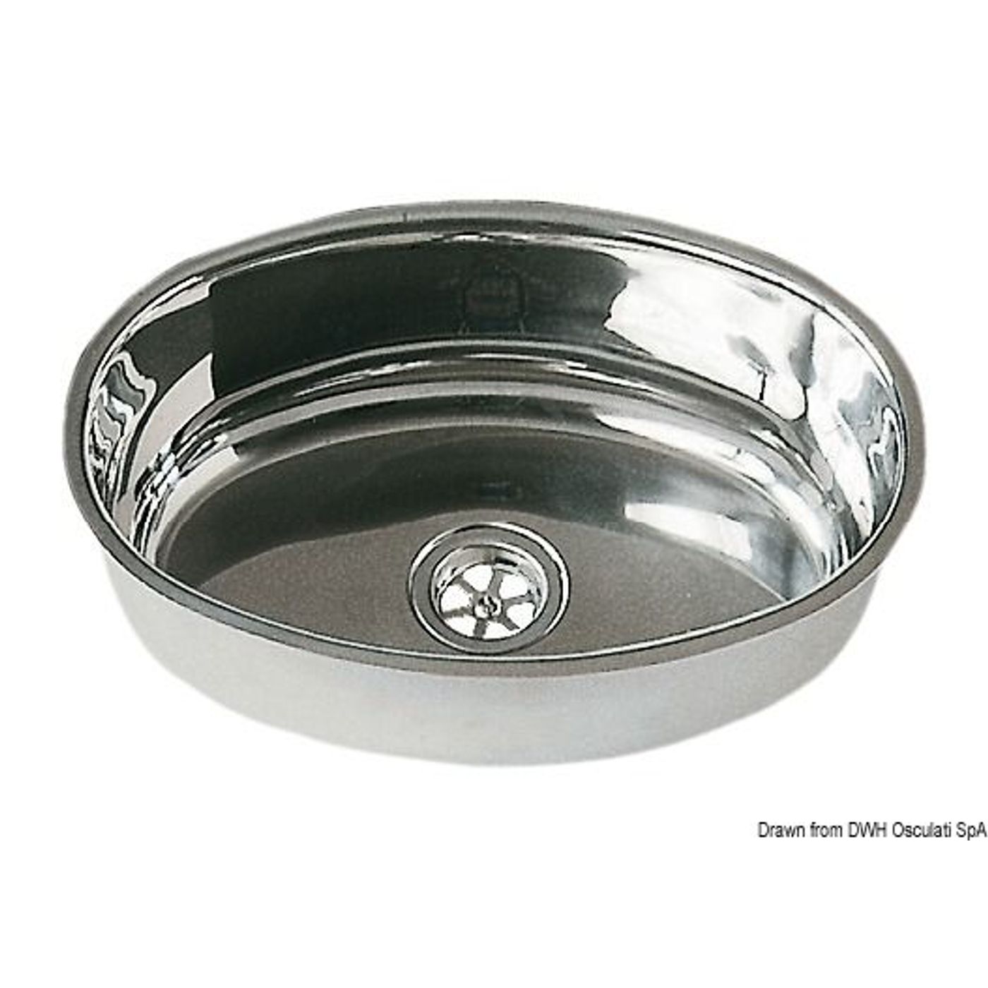 Oval vask SS, spejlpoleret 240x375 mm