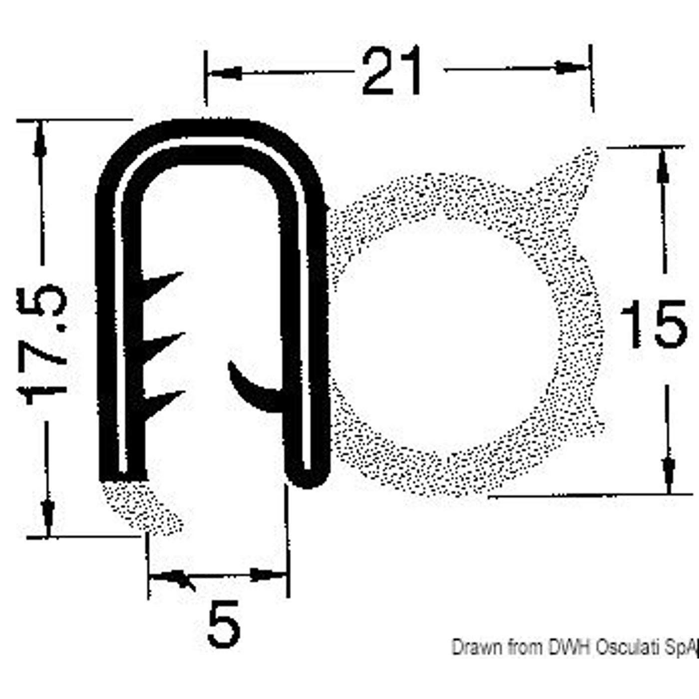 Forstærket PVC-profil til kantliste sort 4-5mm 50m