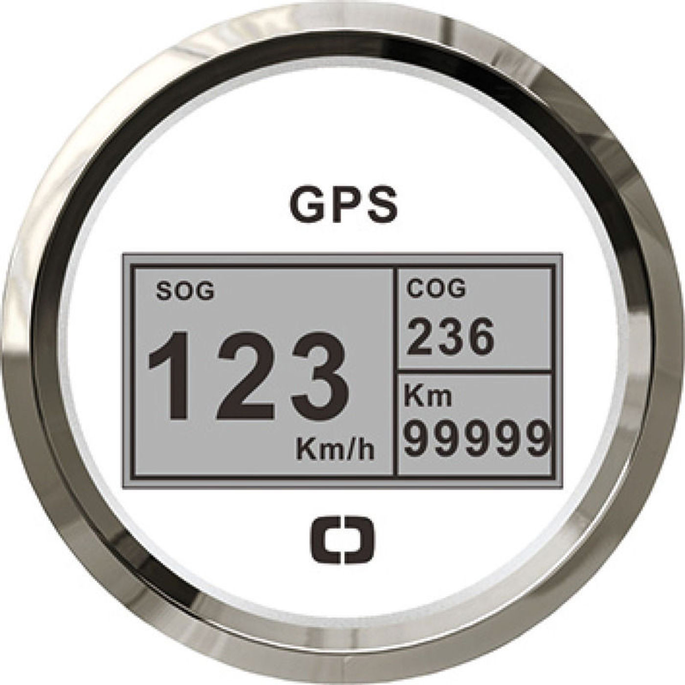 GPS-fartmåler, kompas og distancetæller hvid/blank
