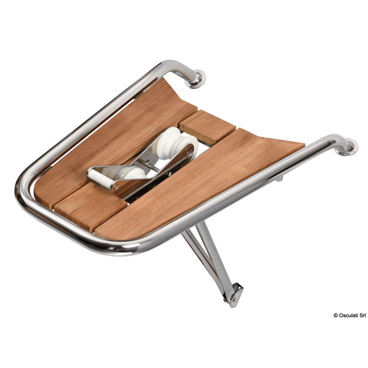 Dolphin striker AISI 316/teak med vipbar ankerrulle