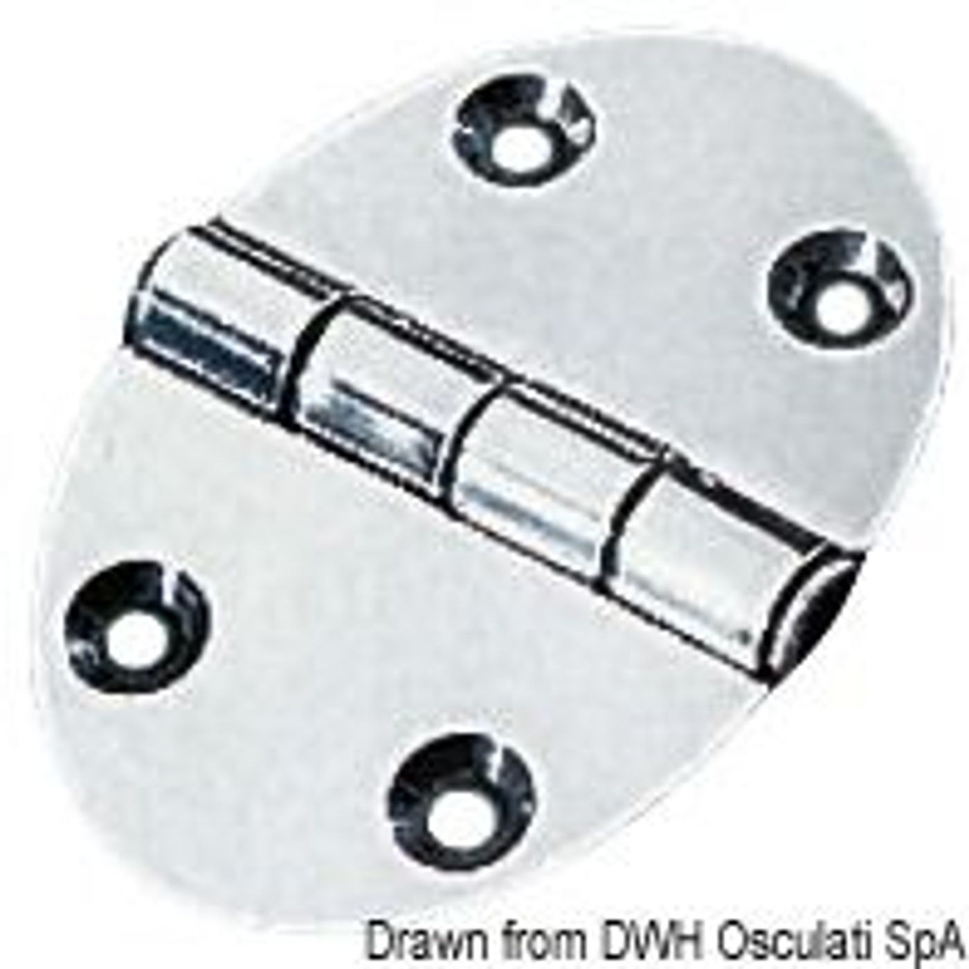 Ovalt gångjärn 56x78 mm, stiftmontering, 2 mm