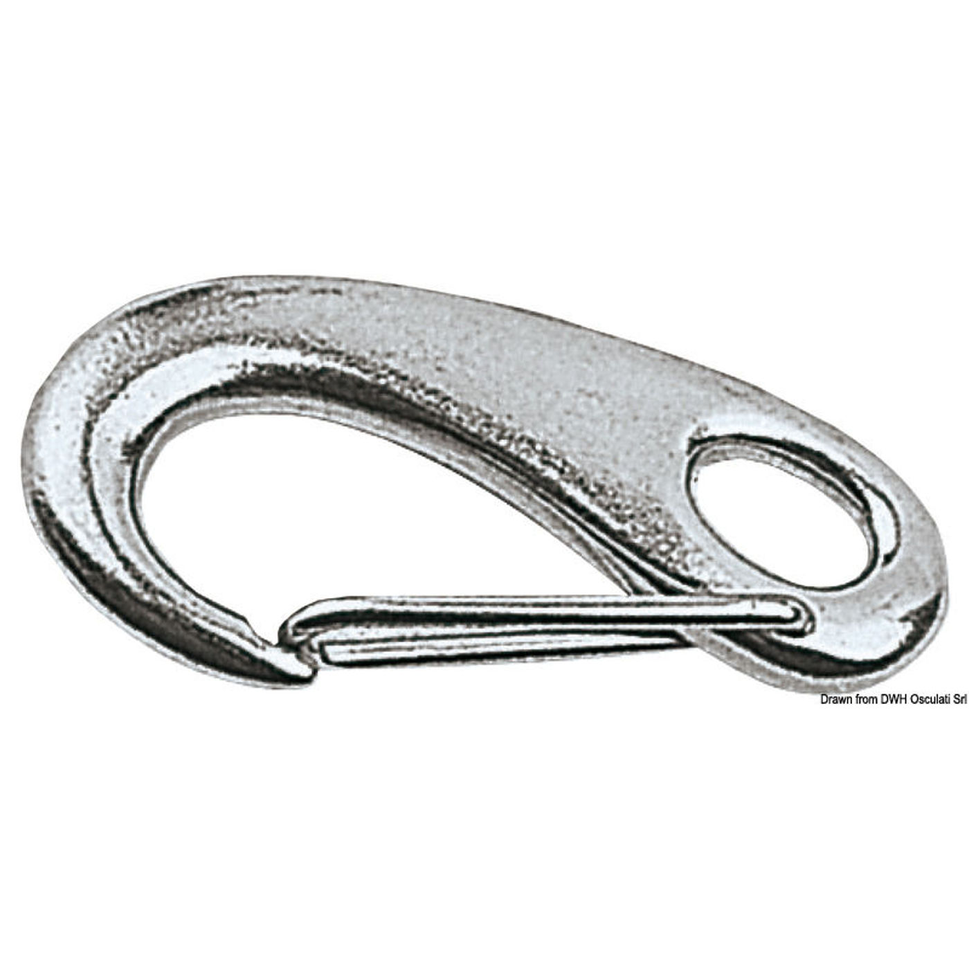 Karabinhage AISI 316 med fjederåbning 70 mm