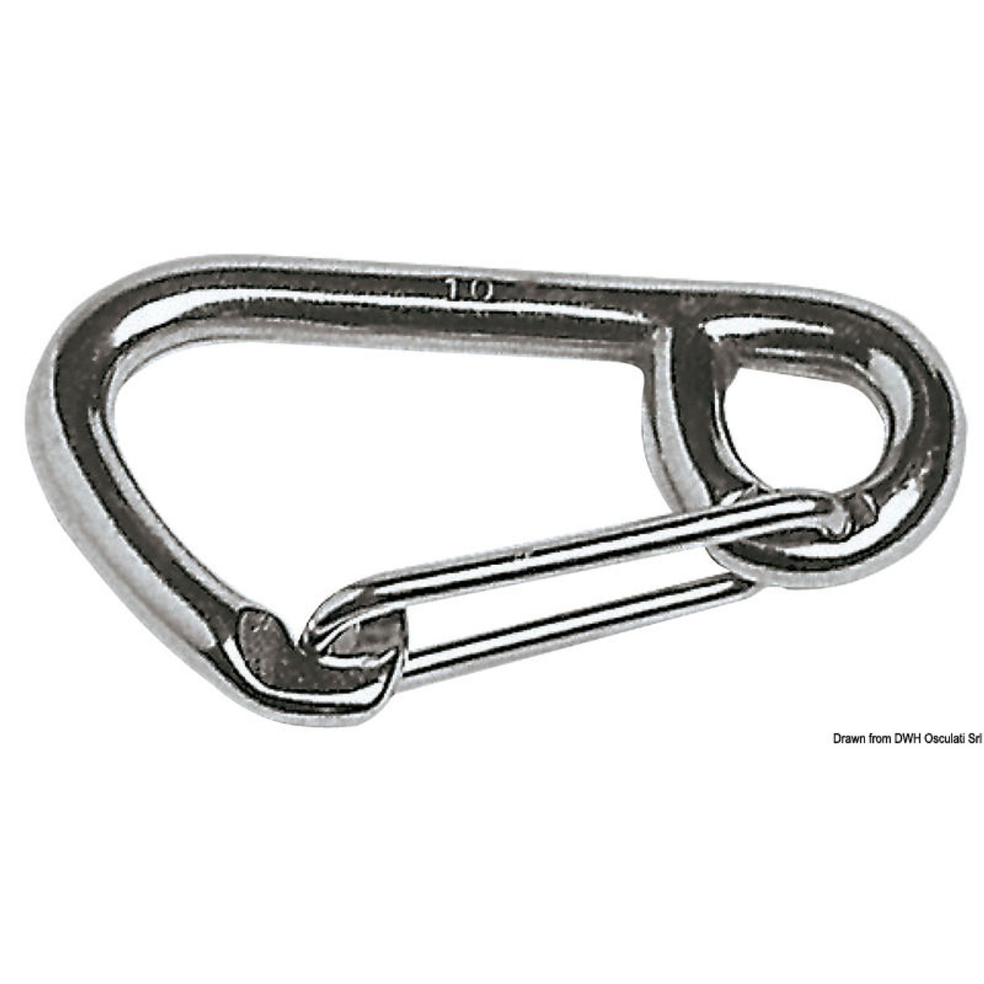 Karabinhage AISI 316 med stor åbning 80 mm