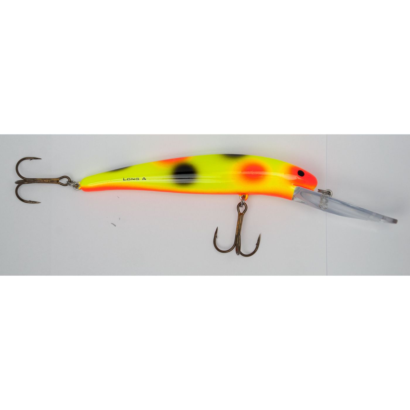 25 Deep Long A Djupgående Wobbler 12 cm Yellow Orange Black Spots