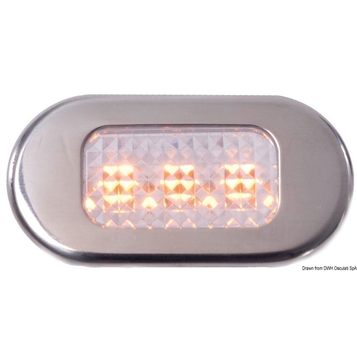Instegsbelysning i polykarbonat med 3 gula LED