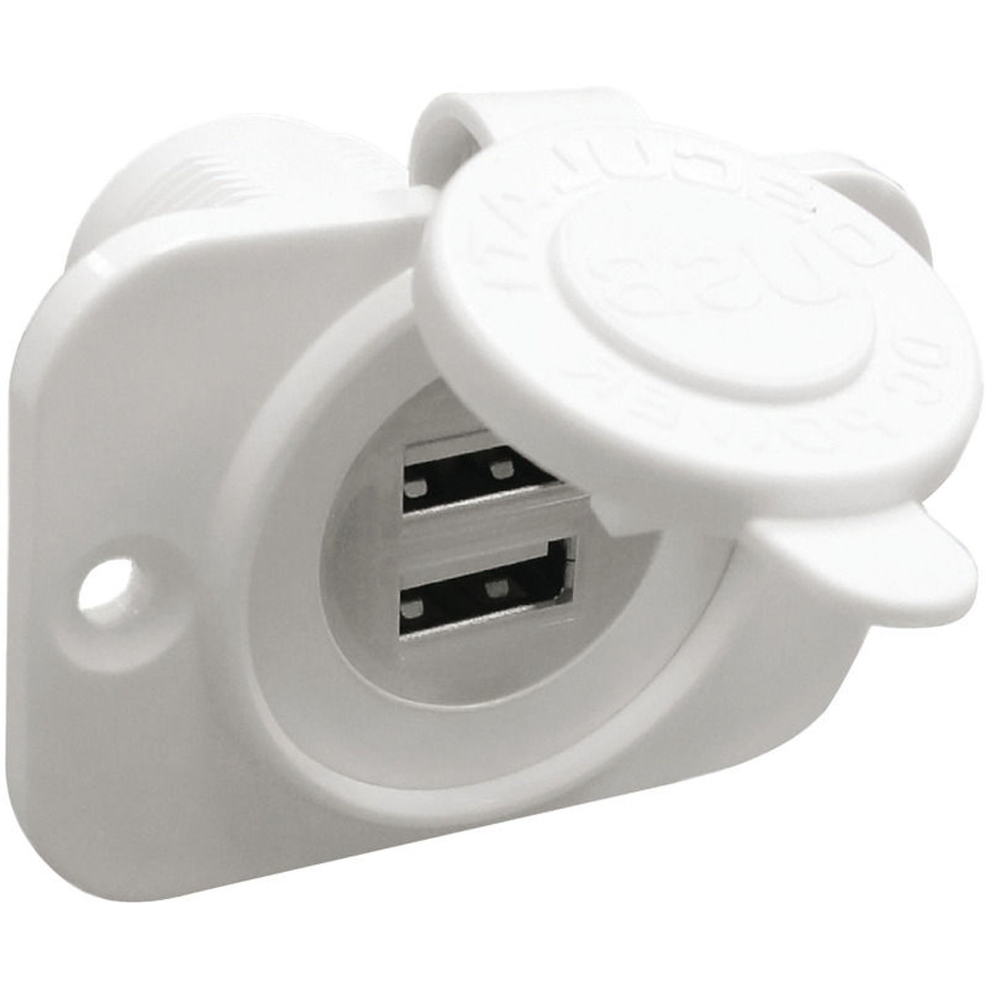 Dobbelt USB-stikkontakt hvid bagmøtrik + panel