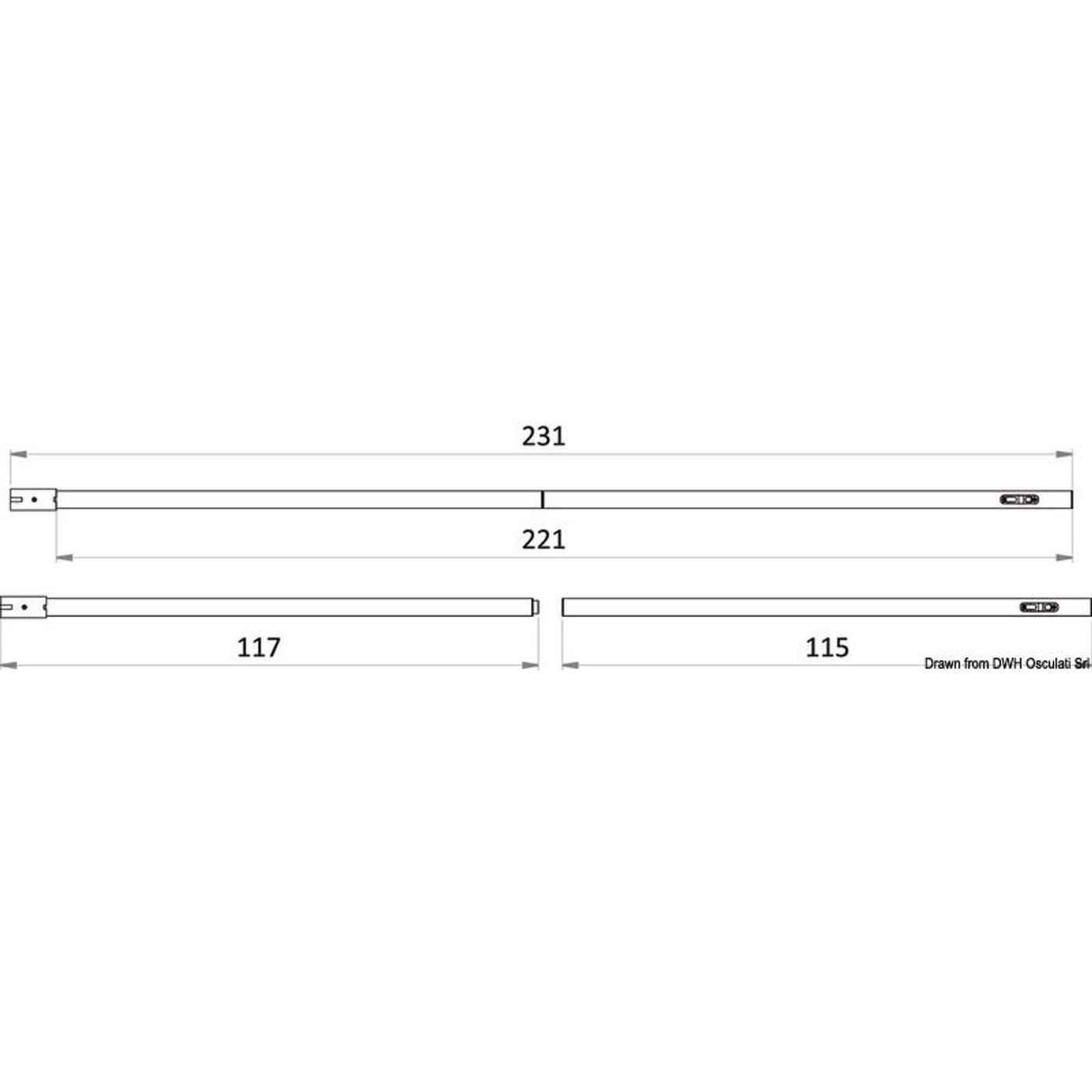 Aftagelig kulfiberstang til bimini 110/231 cm