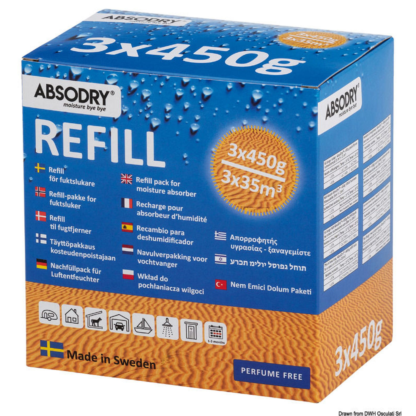 ABSODRY påfyldningspakker 3 x 450 gr