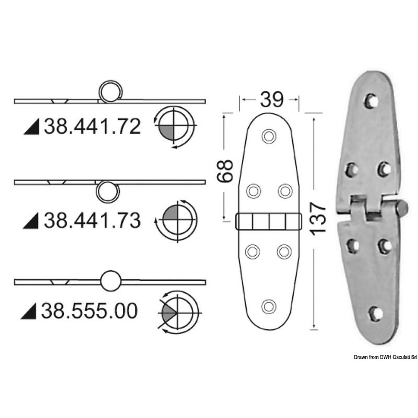 Hængsel standardtap 137x39 mm