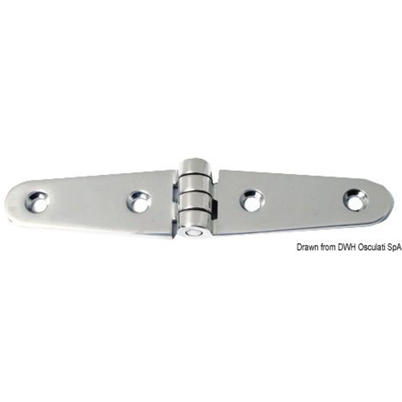Hængsel, long wing poleret SS 152x29 mm