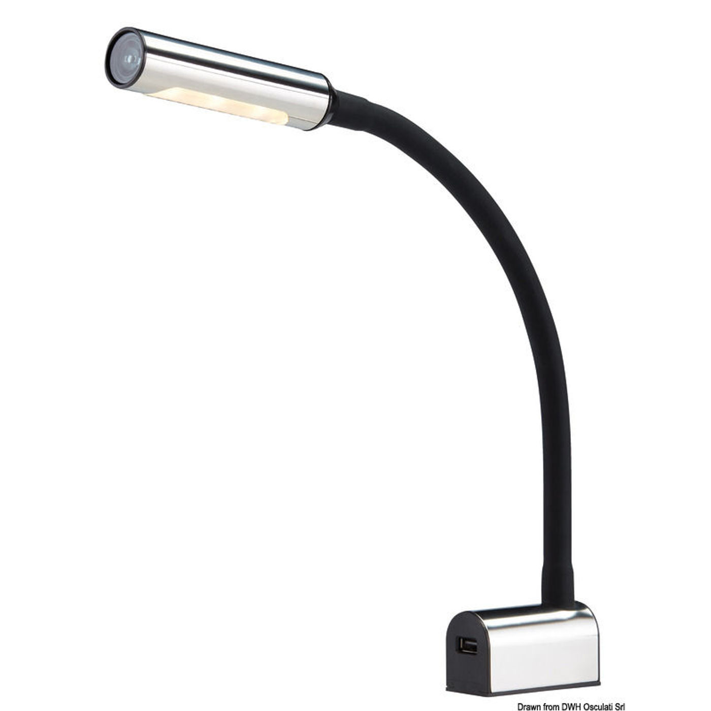 Leddet LED-læselampe SS + sort silikone Leddet LED-læselampe SS + sort silikone