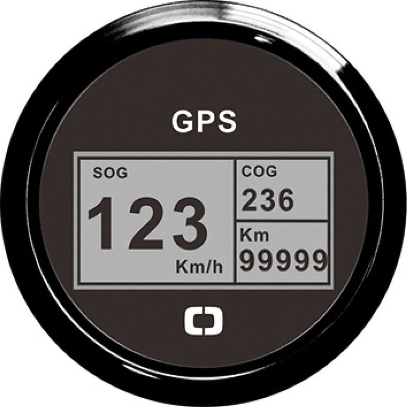 Speedometer kompas distancetæller GPS sort/sort