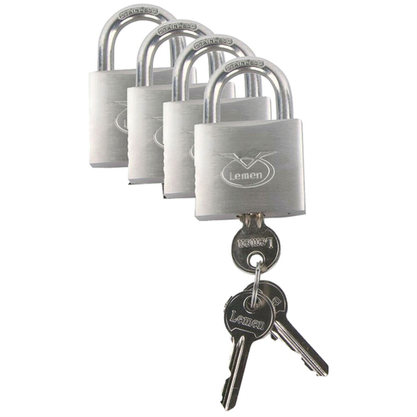 Hængelås sæt LEMEN 4stk 50mm med 3 hovednøgler - 1051546