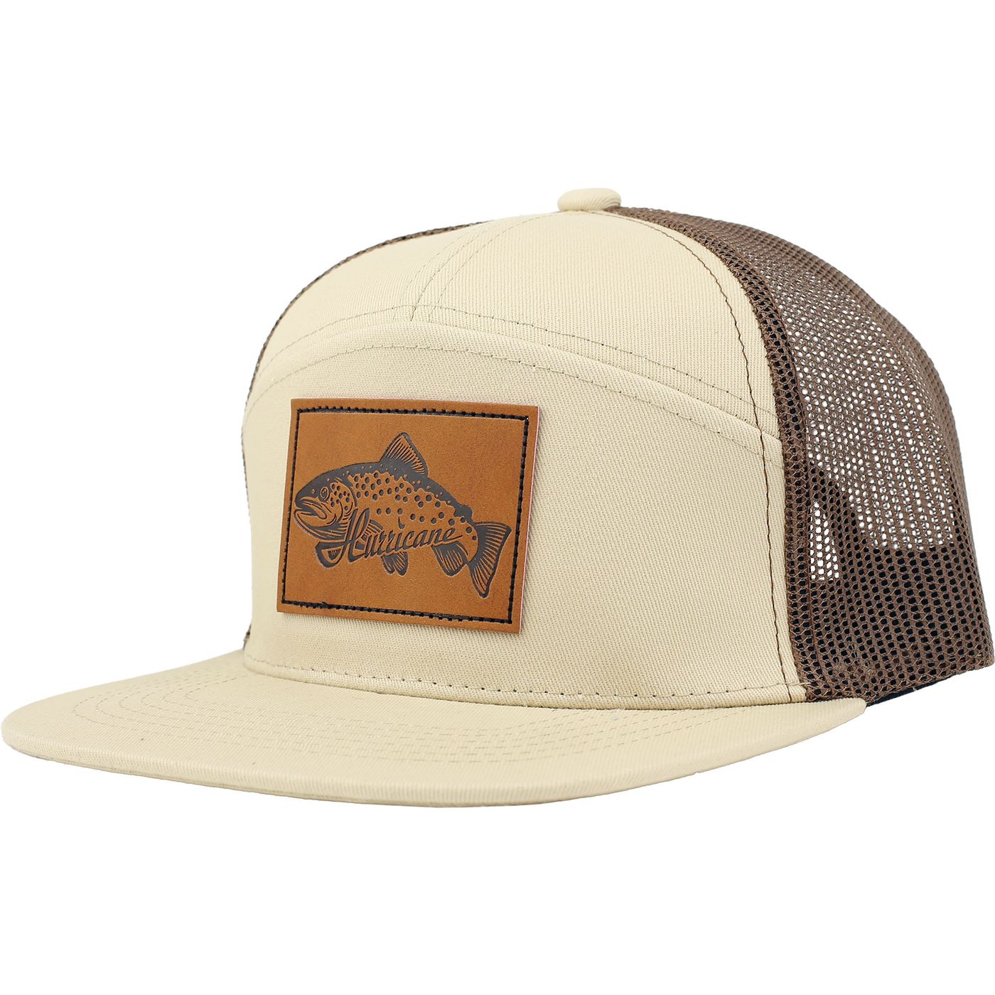 7-Panel Trucker Hat Leather Patch Trout